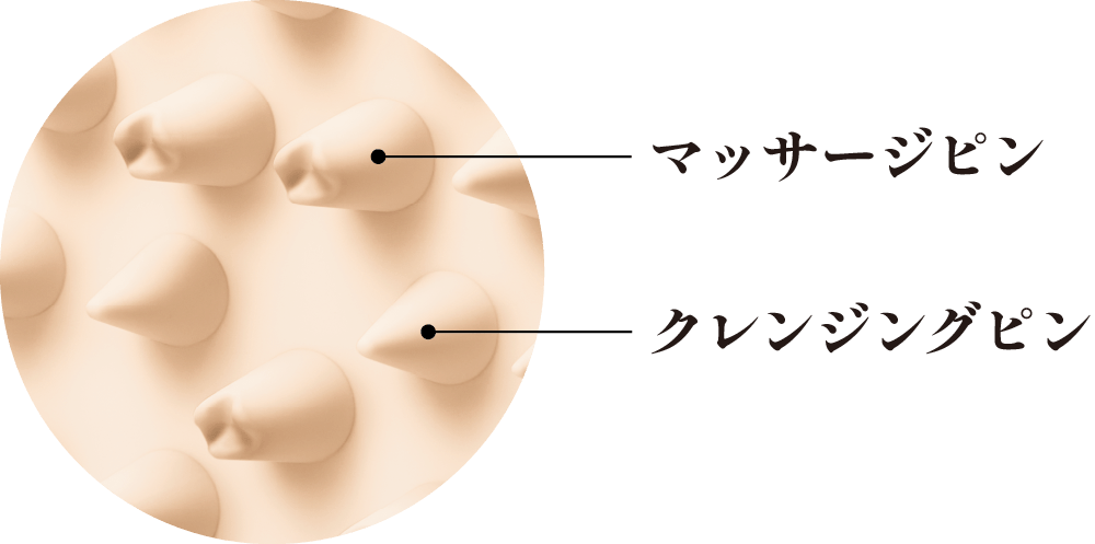 ブラシのピンの図解：マッサージピン/クレンジングピン