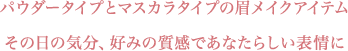 パウダータイプとマスカラタイプの眉メイクアイテム その日の気分、好みの質感であなたらしい表情に